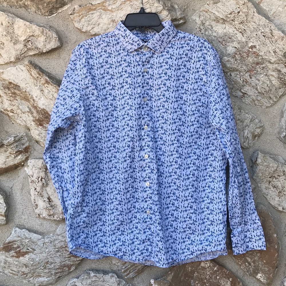 Murano Long Sleeve Slim Fit Button-down shirt - Light Blue - XL - Men’s